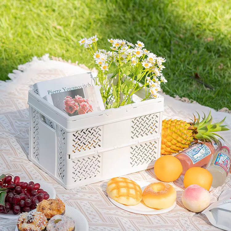 Multifunktionale und faltbare Aufbewahrungsbox für Küchenutensilien und Snacks aus Kunststoff in Gelb und Weiß - Bild 2