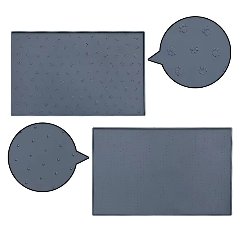 Rutschfeste Silikon-Futtermatte von pawstrip für Hunde und Katzen, wasserdichtes Haustier-Tischset in Schwarz und Grau, B: 48 cm, T: 30 cm - Bild 4