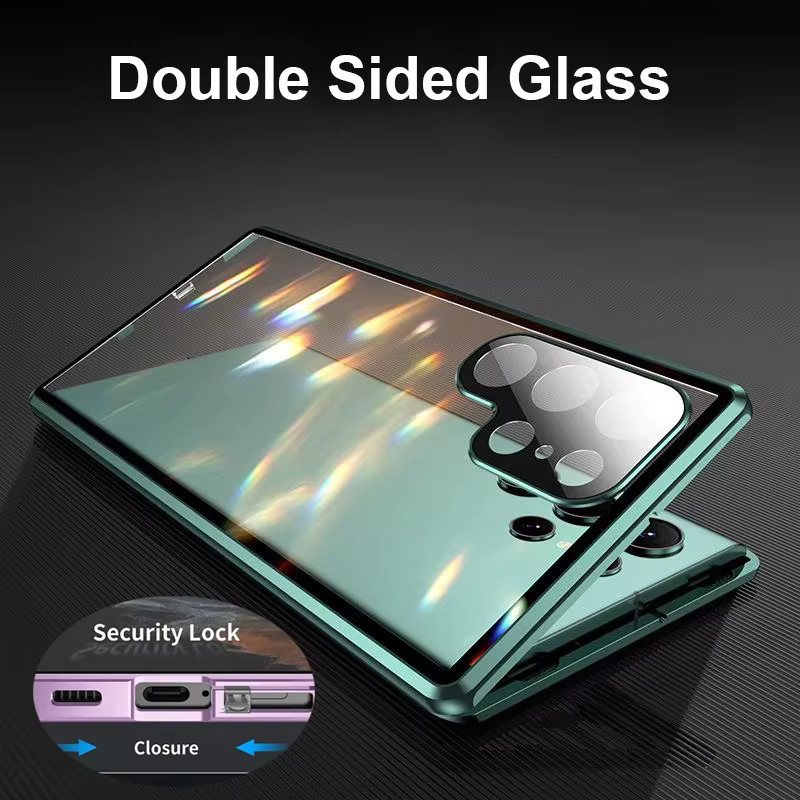 360 Full Protector Metall doppelseitiges HD-Glasschlossgehäuse für Samsung Galaxy in Grün - Bild 3