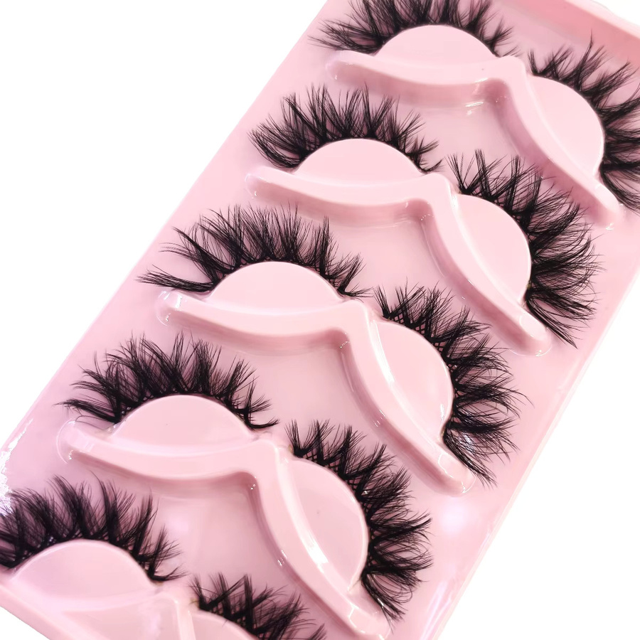 AMSDCN Falsche Wimpern Cat Eye, 5 Paare, Natürlich, Unisex - Bild 4