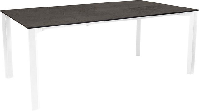 Stern Ausziehtisch Penta Aluminium in Weiß mit Silverstar Smoky Tischplatte und Nivelliersystem B/T: 100 x 160/210 cm - Bild 1
