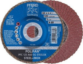 PFERD Fächerschleifscheibe A 60SG gewölbt, Durchmesser: 125 mm, Körnung K60, Blau - Bild 1