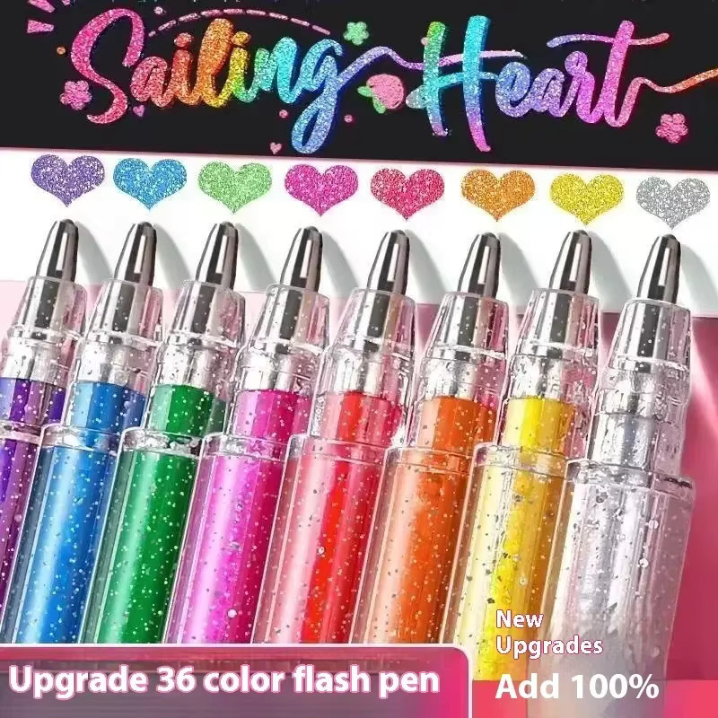 Glitzer-Gelstift-Set mit 1,0 mm Spitze in Multicolour für DIY-Kunst, Zeichnen und Tagebuchgestaltung - Bild 3