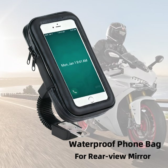 Wasserdichte und staubdichte Motorrad-Telefonhalterung in Schwarz für Smartphones bis 6,5 Zoll - Bild 1
