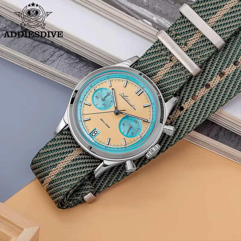 ADDIESDIVE Chronograph Armbanduhr, Quarz, Edelstahl, 38 mm, Herren - Bild 2