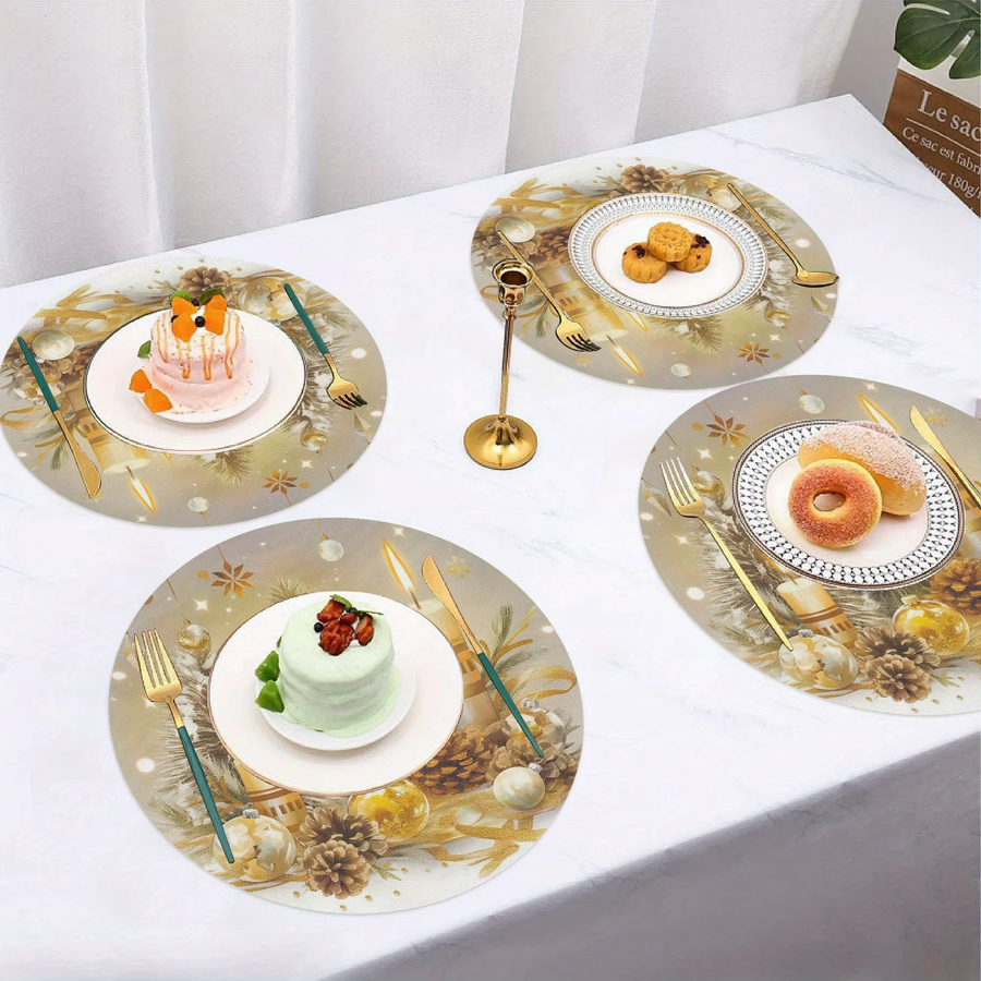 VIKAMA 4-teiliges Weihnachts-Tischset mit Tannenzapfen für Feiertags-Tischdekorationen - Bild 2