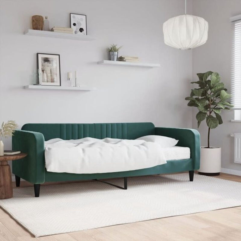 vidaxl Polsterbett Tagesbett mit Matratze aus Samt und Metall in Grün, B/T/H: 90 x 200 cm - Bild 1