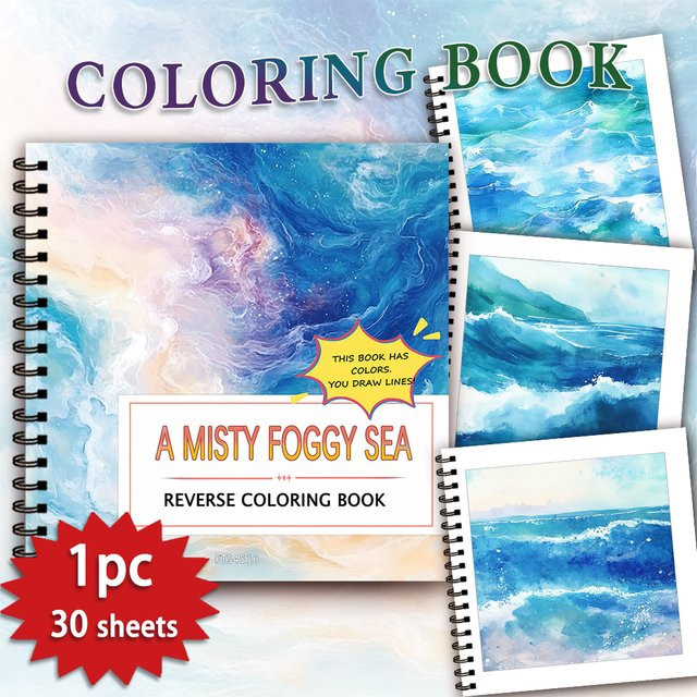 Misty Sea Hazy Reverse Malbuch mit 30 dicken Seiten in Multicolor - Bild 1