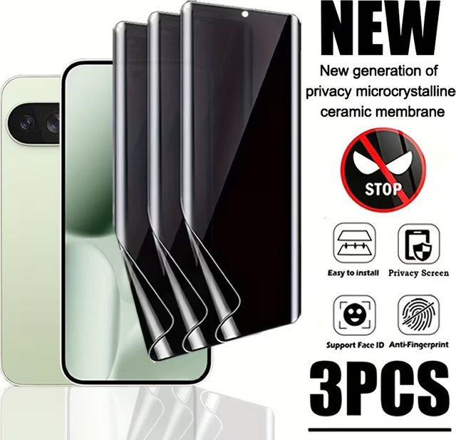 3er Pack Google Pixel Anti-Spy Privacy Hydrogel Displayschutzfolie für Pixel 3a bis Pixel 10 Pro XL - Bild 1