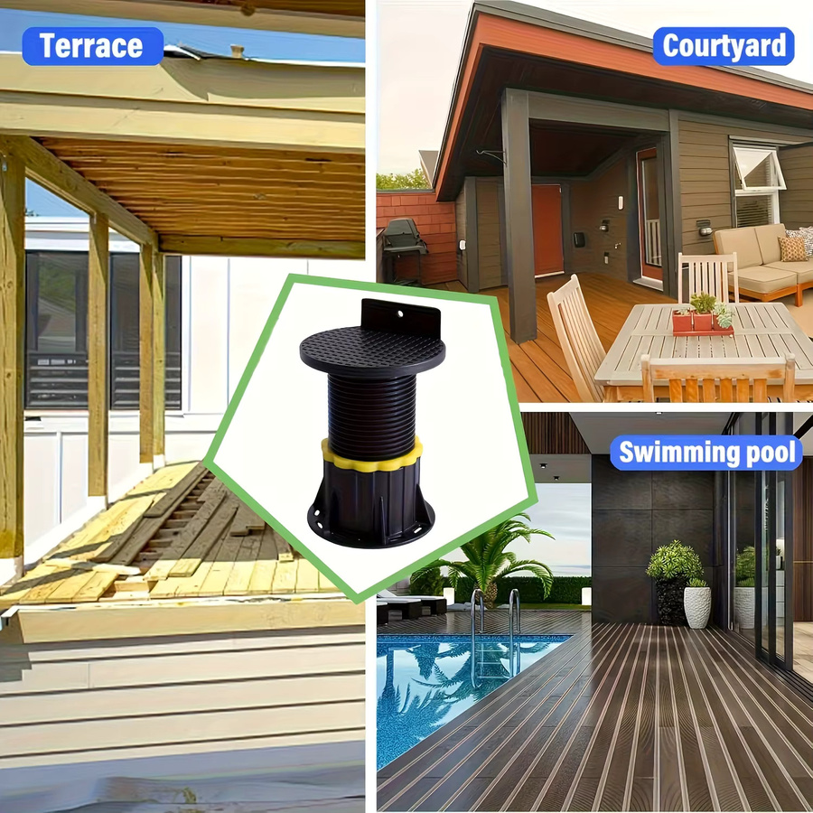 Verstellbares Terrassenuntergestell-Set für Dachterrassen in Schwarz mit verdecktem Entwässerungsdesign für Holz- oder Verbundterrassen - Bild 3