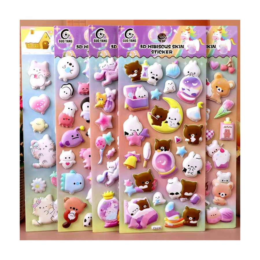 Weicher Squishy Fidget Sticker, Tierthema Bär Kaninchen Einhorn Katze Ozean, multicolour - Bild 2
