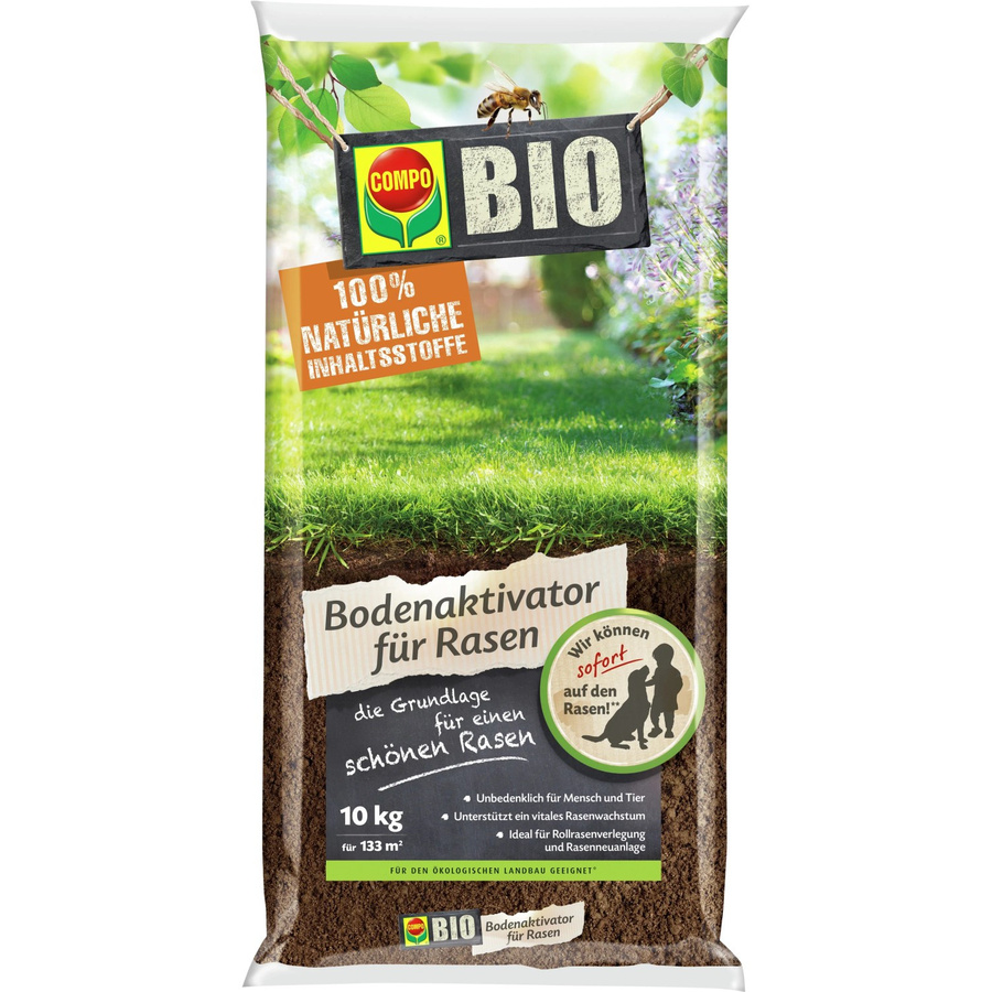 Compo Bio Bodenaktivator für Rasen und Garten mit Schafwolle und Urgesteinsmehl, 10 kg - Bild 2