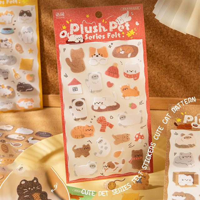 Mr. Paper 4er-Pack Plüsch-Haustier-Filzaufkleber in Multicolour für kreative Scrapbook- und Tagebuch-Dekorationen - Bild 1