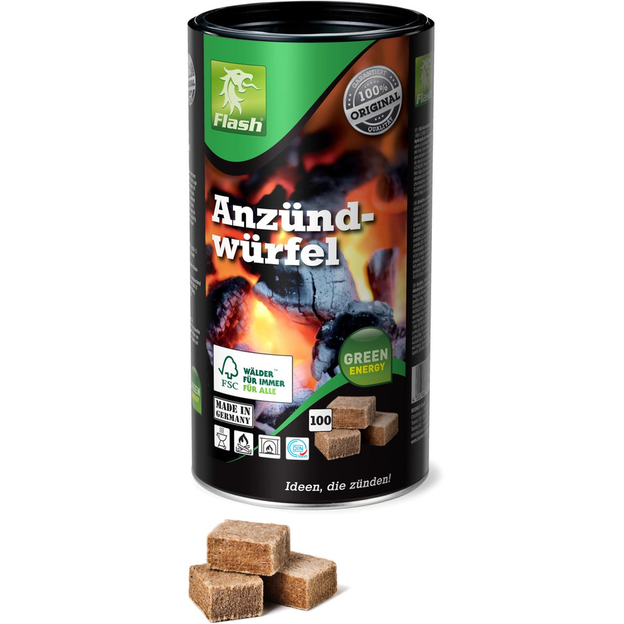 Flash Anzündwürfel aus Holz und Wachs in Braun, 100 Stück - Bild 2