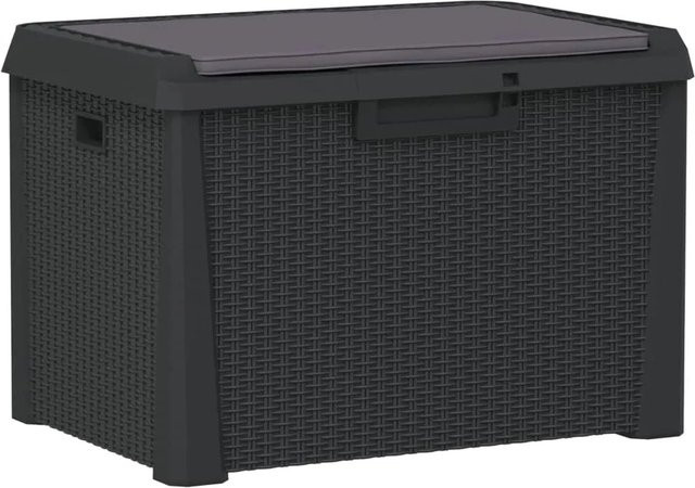 vidaXL Gartentruhe mit Sitzkissen in Anthrazit aus Kunststoff mit 125 l Volumen - Bild 1