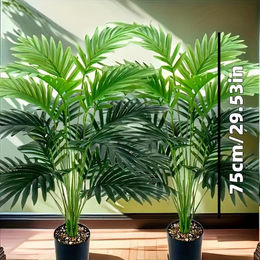 2 Stück Künstliche Palmen von Su Yixin in Grün, 90 cm, freistehende Kunststoff-Dekoration für Innen und Außen - Bild 1