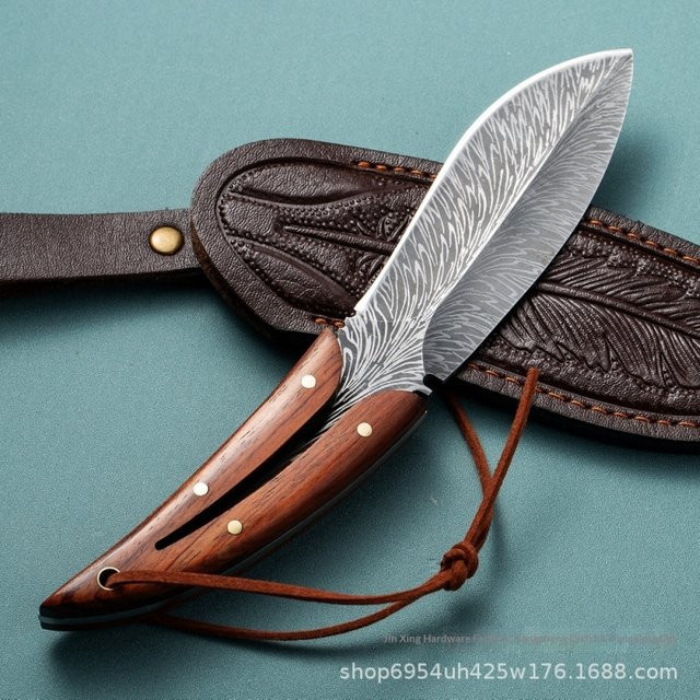 Ling Feathers Outdoor Survival Messer braun - Bild 1