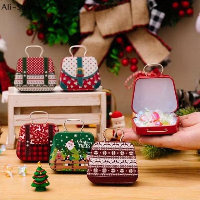 Bunte Weihnachts-Geschenkboxen aus Metall als Tragetaschen für Süßigkeiten und Kekse für Kinder - Bild 1