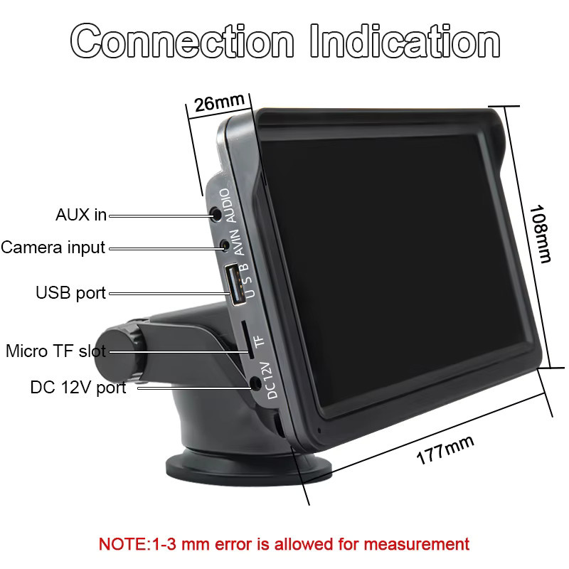 Hippcron 7 Zoll Autoradio Multimedia Videoplayer mit drahtlosem Carplay und drahtlosem Android Auto, tragbarer Universal-Touchscreen, Schwarz - Bild 6