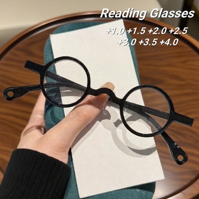 LALAMOLI Lesebrille Damen, rund, Vollrand, Kunststoff, grau, schwarz - Bild 1