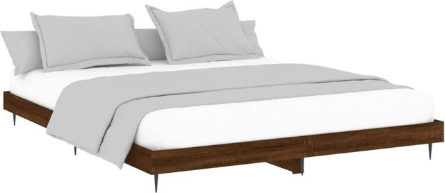 vidaXL Bettgestell ohne Matratze in Eiche Braun aus Holzwerkstoff und Metall, B/T/H: 120 x 200 x 20 cm - Bild 1