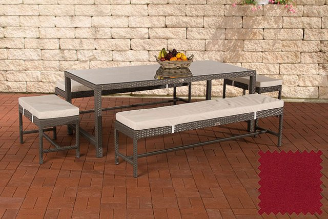 TPFGarden Sitzgruppe Hawanna in Rubinrot und Grau aus Aluminium und Polyester - Bild 1
