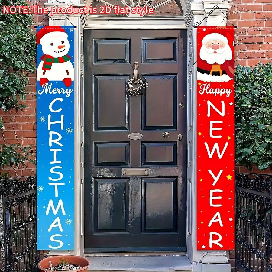 VIKAMA Weihnachts- und Neujahrs-Banner Couplet mit Schneemann-Motiv, mehrfarbig, rechteckig - Bild 2