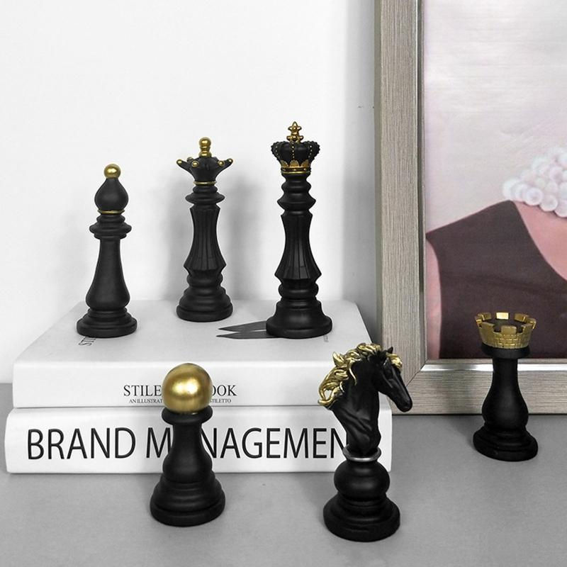 Kidsly Schachfiguren Sammlerfigur aus Kunstharz in Schwarz im Vintage-Design zur Dekoration - Bild 3