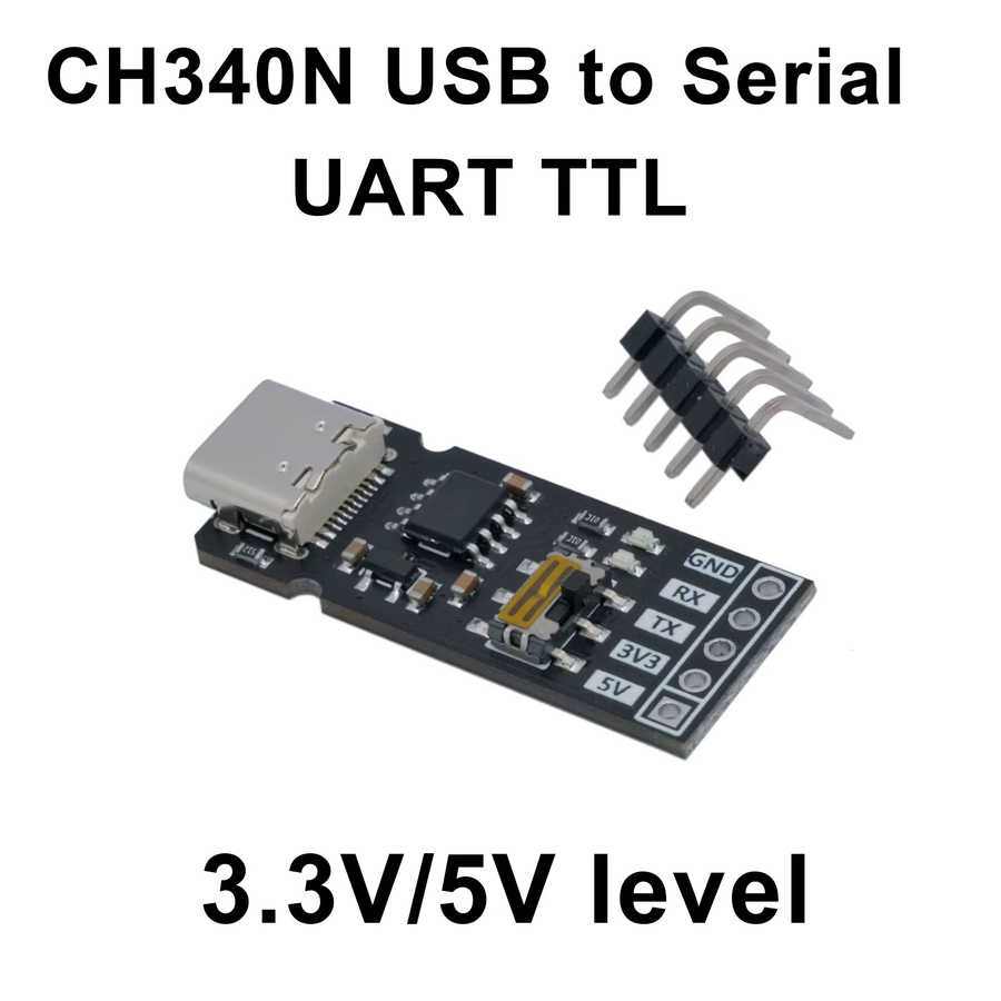 DykbRadio CH340N USB-C zu UART TTL Kommunikationsmodul in Schwarz für 3,3 V und 5 V Level zur Download-Debugging-Unterstützung - Bild 2