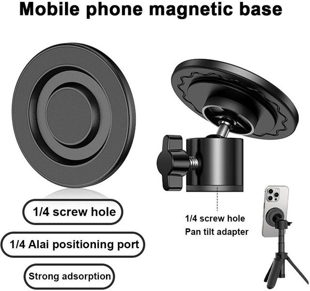Magnetische MagSafe Auto-Handyhalterung mit 1/4 Zoll Schraubanschluss in Schwarz - Bild 1