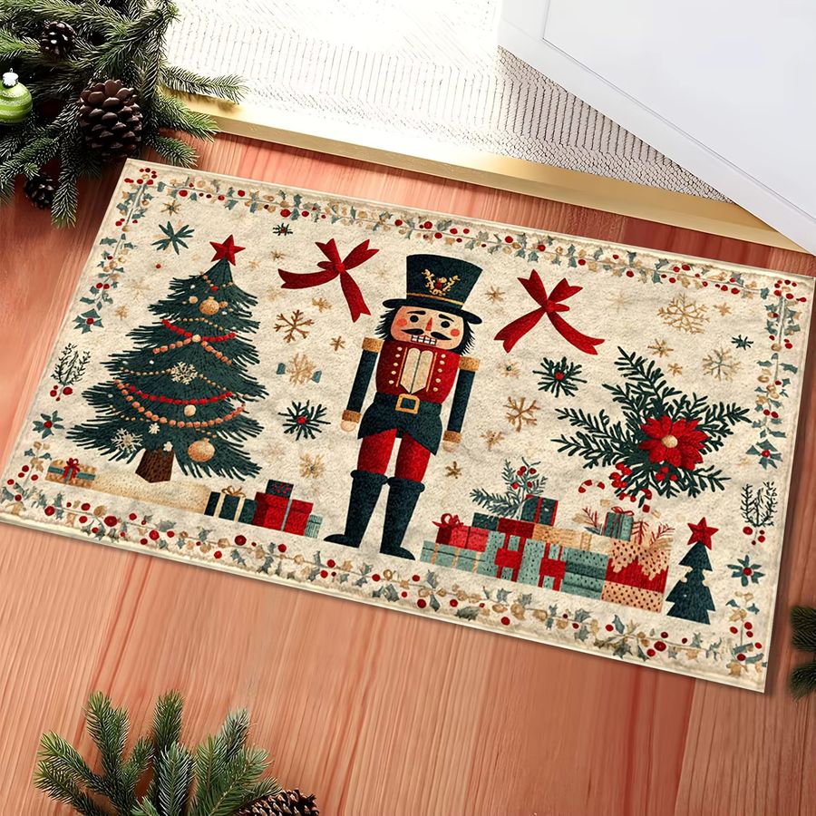 VIKAMA Weihnachts-Nussknacker Druckteppich als rutschfeste und saugfähige Fußmatte für Badezimmer und Schlafzimmer - Bild 2