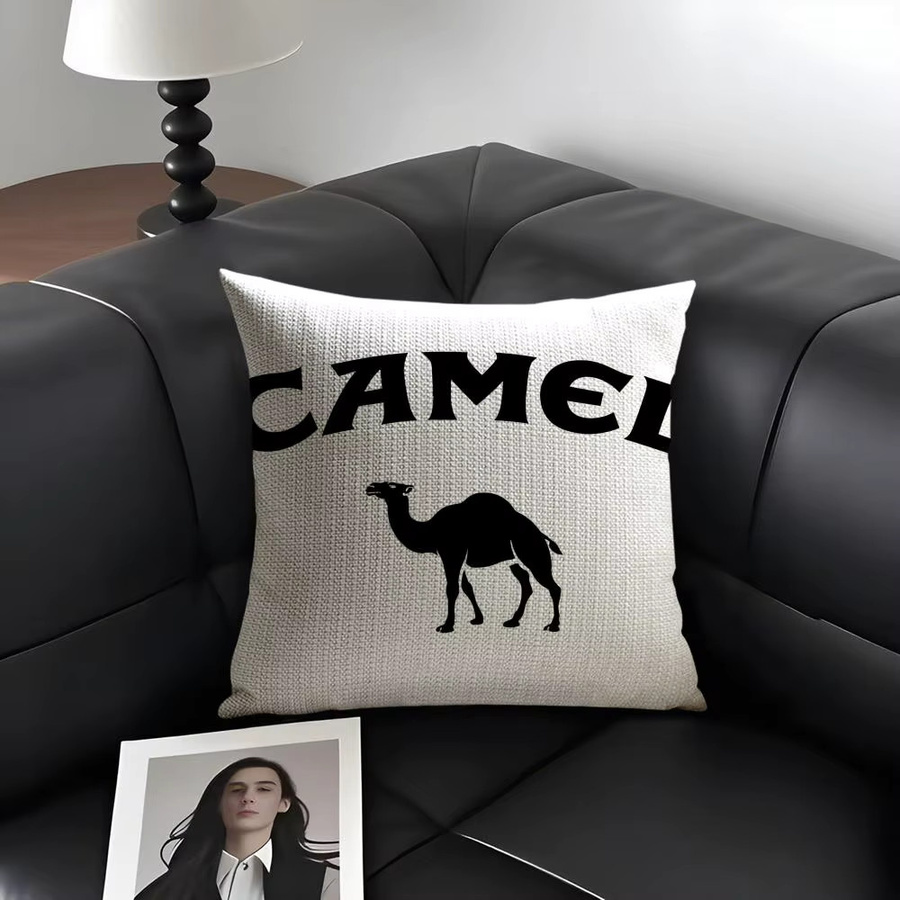 C-Camel Kissenbezug aus Bio-Leinen in Weiß mit grafischem Tiermotiv, quadratisch, 30 x 30 cm - Bild 4