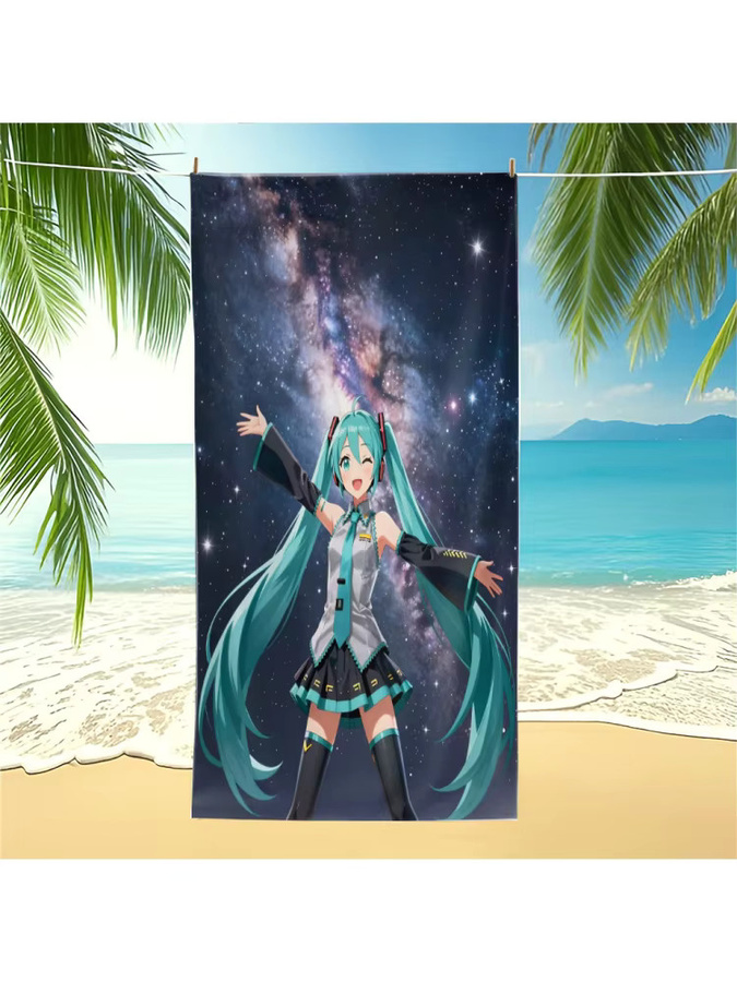 Galaxy Hatsune Miku Anime Strandtuch, schnell trocknendes und saugfähiges Badetuch in Multicolour für Teenager - Bild 6