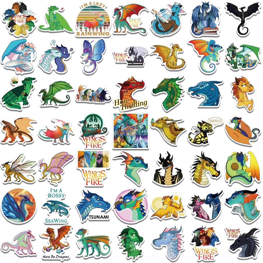 Wings of Fire Vinyl-Aufkleber, Cartoon-Motiv, 50-teiliges Set - Bild 2
