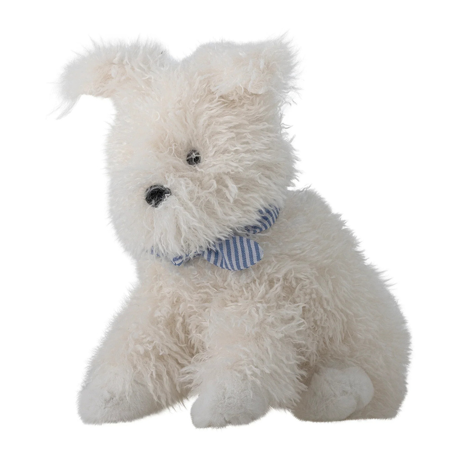 Bloomingville Tito Mini Kuschelhund, weiß, blau, Plüsch / Textil - Bild 1