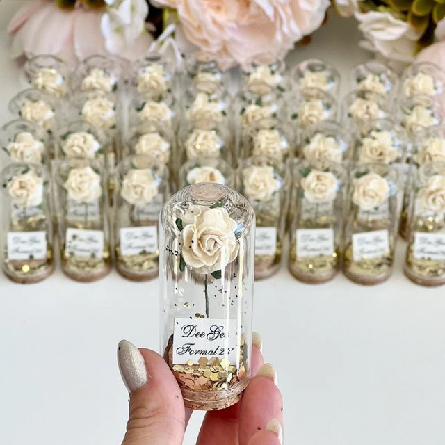 Personalisierte Rose Dome Geschenke von PARARTDIY in Weiß für Hochzeiten und Partys - Bild 1