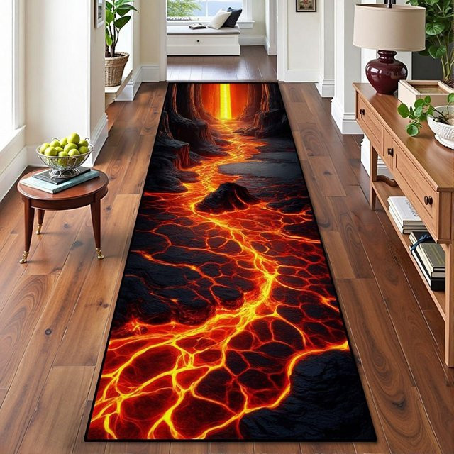 CSQ Nine Flurläufer mit 3D-Lavastrom-Optik, rutschfester Teppich in Multicolour, B/T: 40 x 120 cm - Bild 1
