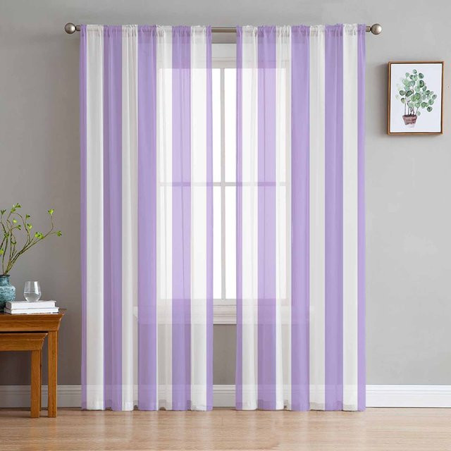 Life Of Flower Lila Tüll-Vorhang von Yiran Furniture, bedruckter transparenter Voile-Vorhang mit Ösen, B: 135 cm, H: 245 cm - Bild 1