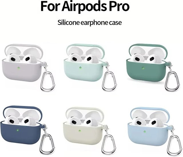 VORTNGLE Silikon-Schutzhülle für Apple AirPods Pro in Grau inklusive Schlüsselanhänger - Bild 1