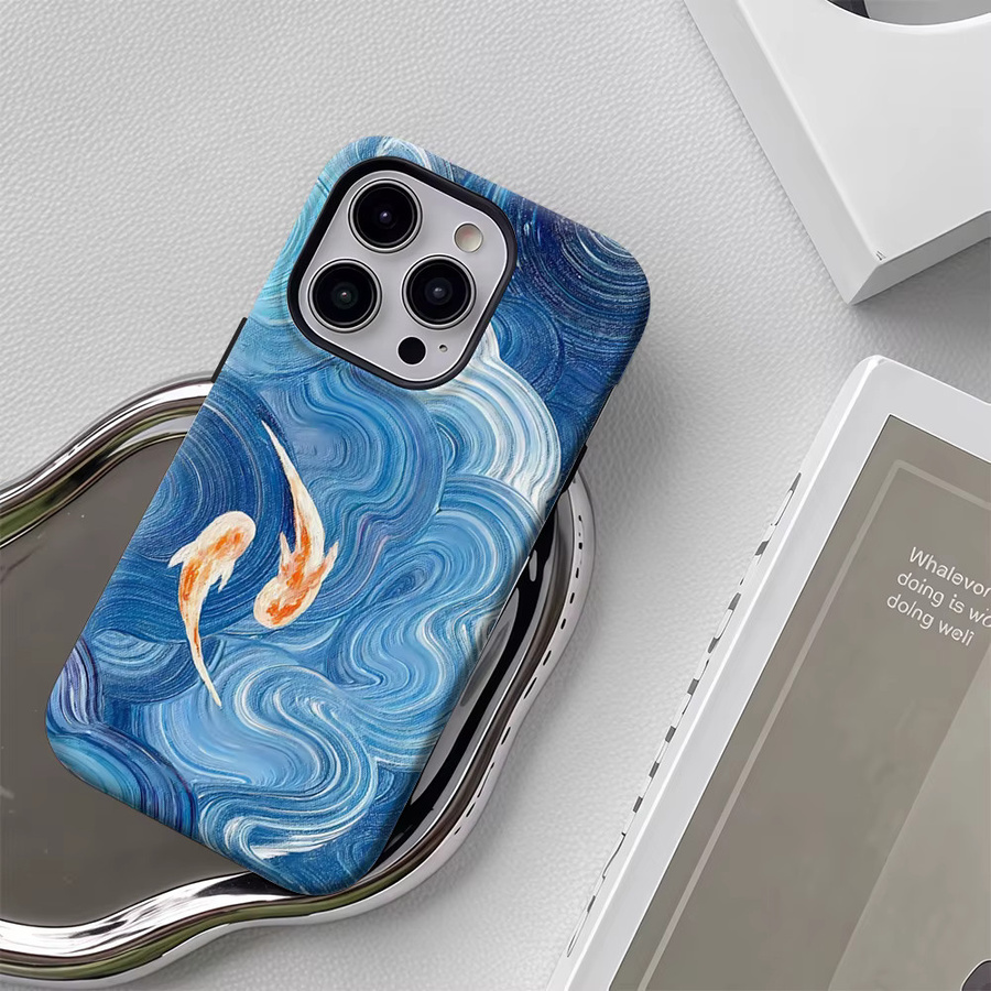 Potdemiel Handyhülle Koi in Wellen mit doppelschichtiger Rückabdeckung kompatibel mit iPhone 18 17 16 15 14 13 12 Pro Max Plus - Bild 5