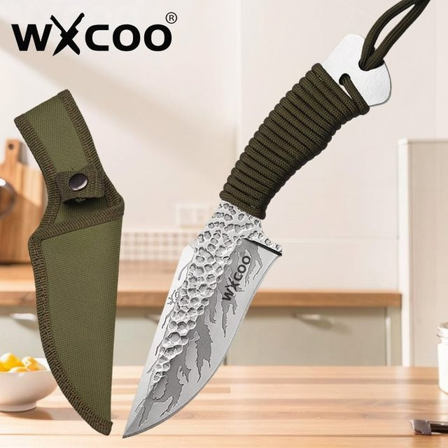 WXCOO Geschmiedetes Hackmesser in Silber mit Holzgriff und Schutzhülle - Bild 1