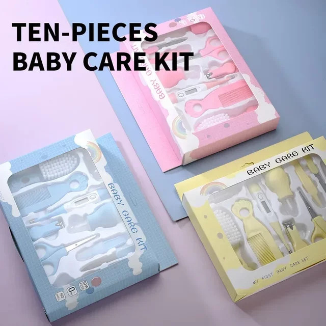 10-teiliges Baby-Pflegeset von vvocci in Pink mit Nasensauger, Kamm und Thermometer - Bild 1