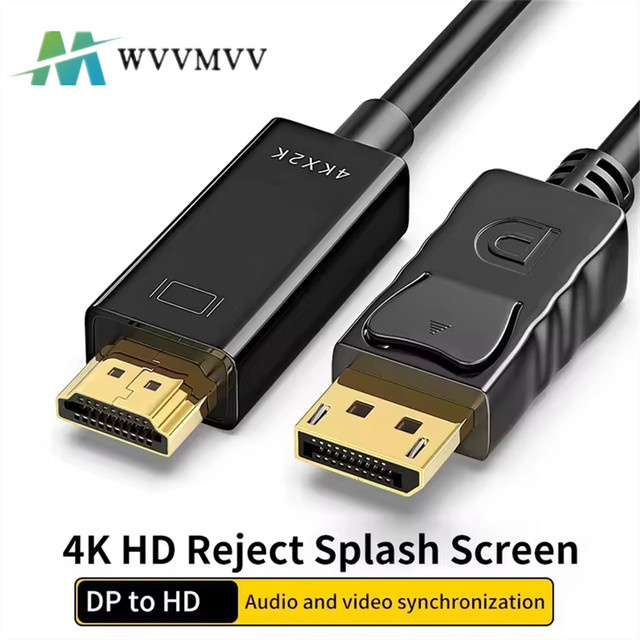 Connecto DisplayPort zu HDMI Adapter Konverter, 1,8 m, Schwarz, 4K/2K/1080P Full HD - Bild 1
