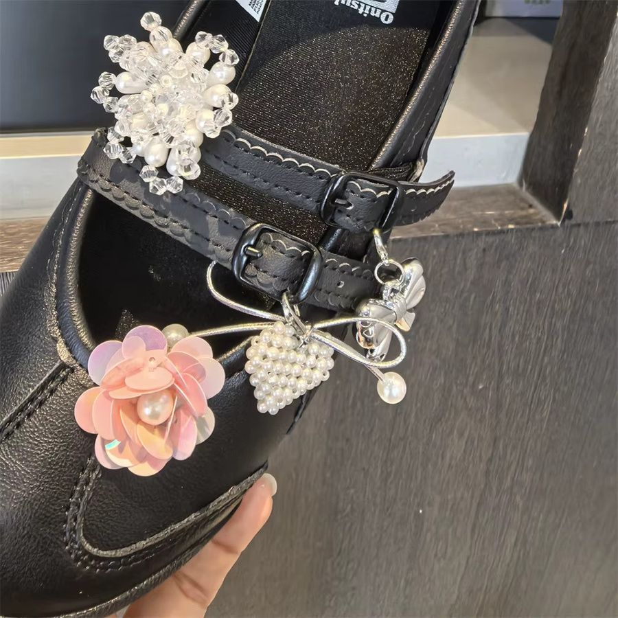 SMATLELF Schuhclips, Perlen-Schleifen-Herz, abnehmbarer Anhänger - Bild 4