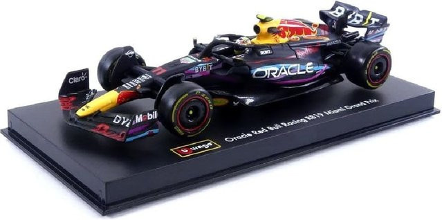 Bburago Red Bull F1 Red Bull RB19 '23 #11 Perez Miami GP, Modellauto, Maßstab 1:43, mit Helm - Bild 1