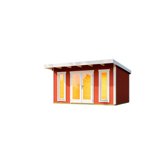 Lasita Blockbohlenhaus Sicily Gartenhaus mit Flachdach in Schwedenrot lasiert B/H/T: 430 x 228 x 440 cm - Bild 2