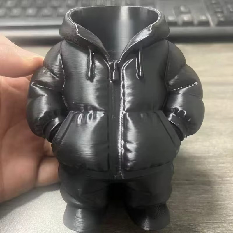 Kreativer 3D-gedruckter Stifthalter im Daunenjacken-Design als transparente Desktop-Aufbewahrungsbox für dein Zuhause - Bild 3
