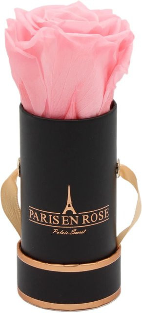 PARIS EN ROSE Rosenbox Schwarz-Roségold mit einer rosa Rose, Durchmesser: 5 cm - Bild 1