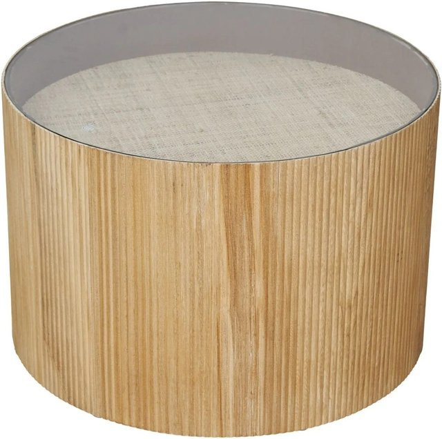 Svita Carla Beistelltisch aus Paulownia Holz in Natur mit Glasplatte, rund, Farbe: Braun, Durchmesser: 59 cm, Höhe: 48 cm - Bild 1