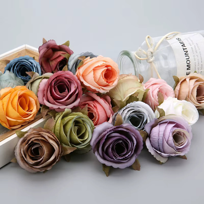 MENGHAO Künstliche Rosenblüten aus Seide in Rot und Multicolour, 5 cm Durchmesser, für deine Hochzeits- und Zimmerdekoration - Bild 3